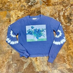 Blue Van Gogh Iris crop top size small